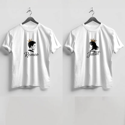Valentine’s Day Matching Couple T-Shirts – Stylish Half Sleeve Custom Printed Tees for Him & Her – Heart-Themed Romantic Gifts – Premium Cotton Apparel – Perfect Valentine’s Day Gift (Pack of - 2)