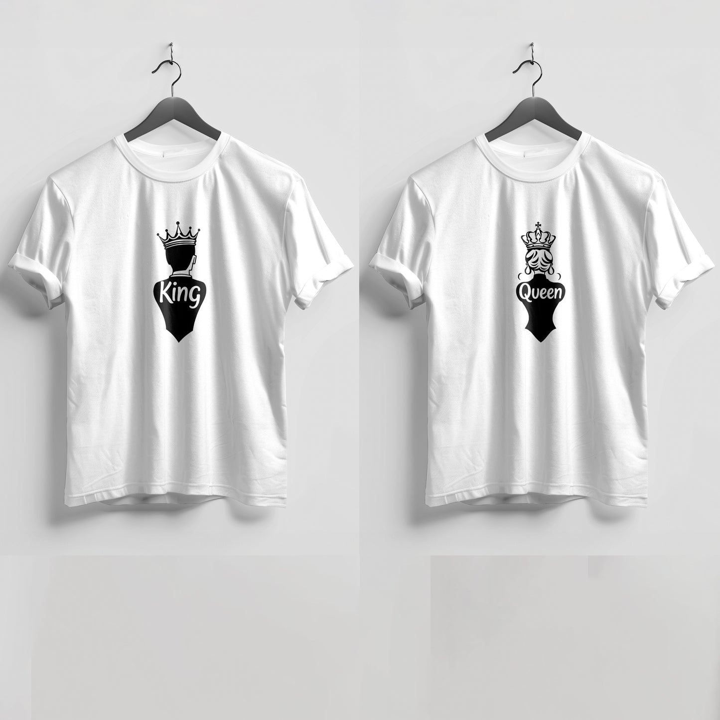 Valentine’s Day Matching Couple T-Shirts – Stylish Half Sleeve Custom Printed Tees for Him & Her – Heart-Themed Romantic Gifts – Premium Cotton Apparel – Perfect Valentine’s Day Gift (Pack of - 2)