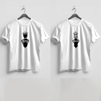 Valentine’s Day Matching Couple T-Shirts – Stylish Half Sleeve Custom Printed Tees for Him & Her – Heart-Themed Romantic Gifts – Premium Cotton Apparel – Perfect Valentine’s Day Gift (Pack of - 2)