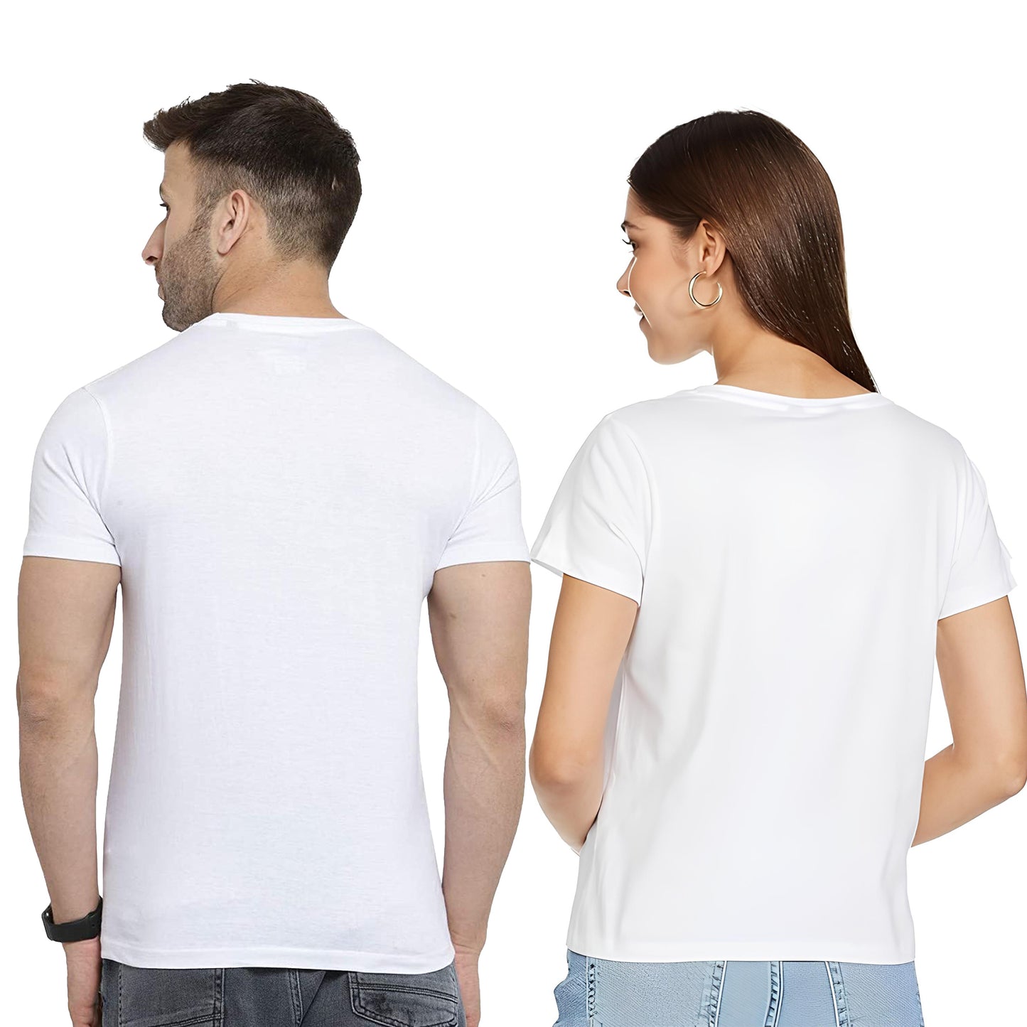 Valentine’s Day Matching Couple T-Shirts – Stylish Half Sleeve Custom Printed Tees for Him & Her – Heart-Themed Romantic Gifts – Premium Cotton Apparel – Perfect Valentine’s Day Gift (Pack of - 2)