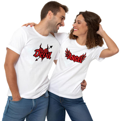 Valentine’s Day Matching Couple T-Shirts – Stylish Half Sleeve Custom Printed Tees for Him & Her – Heart-Themed Romantic Gifts – Premium Cotton Apparel – Perfect Valentine’s Day Gift (Pack of - 2)