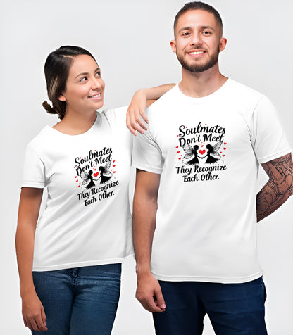 Valentine’s Day Matching Couple T-Shirts – Stylish Half Sleeve Custom Printed Tees for Him & Her – Heart-Themed Romantic Gifts – Premium Cotton Apparel – Perfect Valentine’s Day Gift (Pack of - 2)